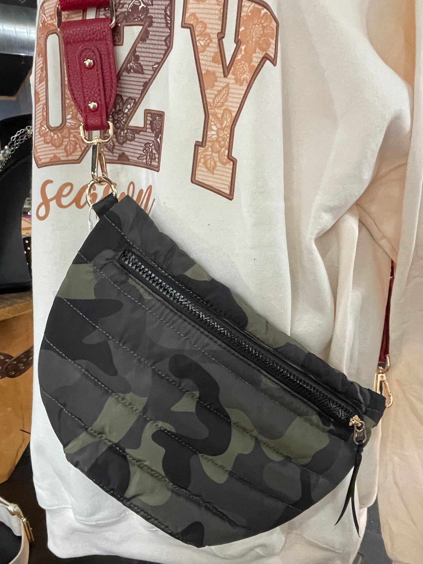 Camo Crossover Puffer Bum Bag