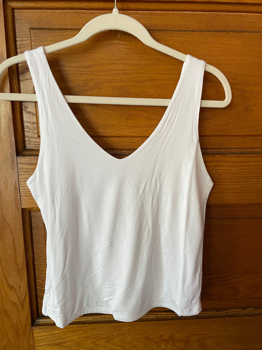 V Neck Tank - White