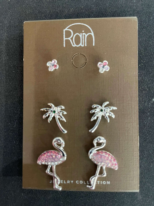 Flamingo, Palm Tree & Pink Stud Earring Set - Style Junkie Boutique