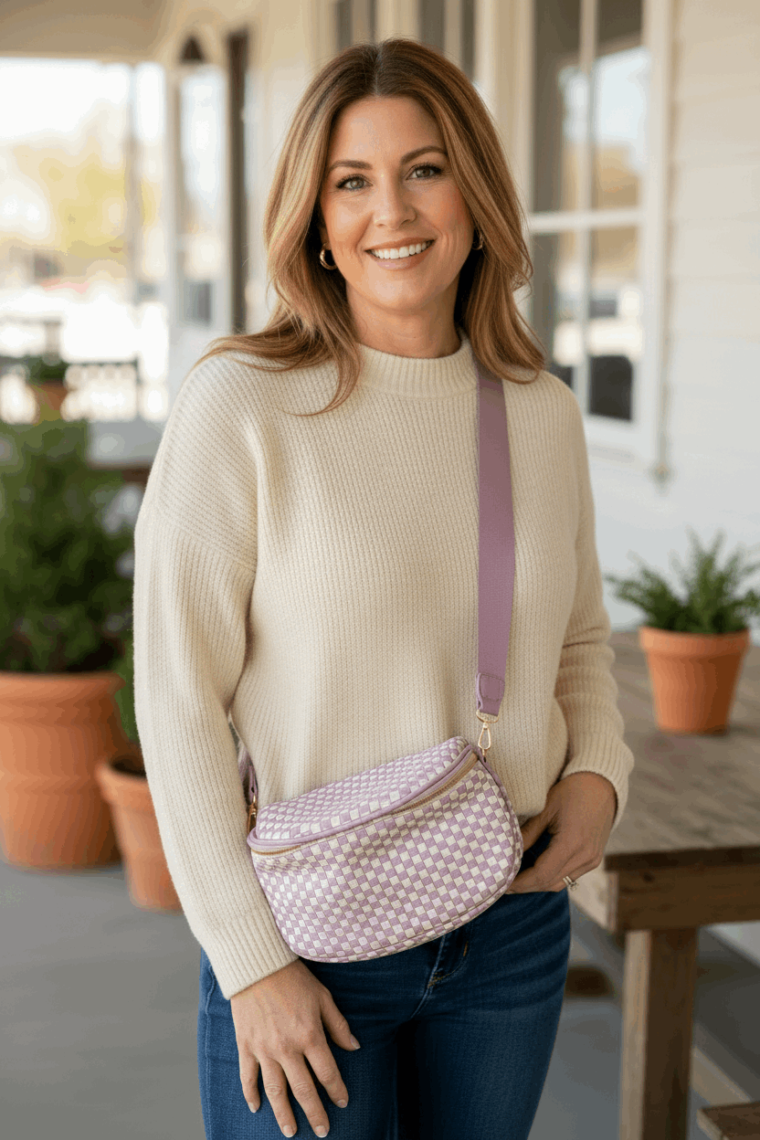 Lilac Checker Purse