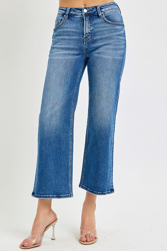 Risen Mid Rise Crop Wide Jeans - Style Junkie Boutique