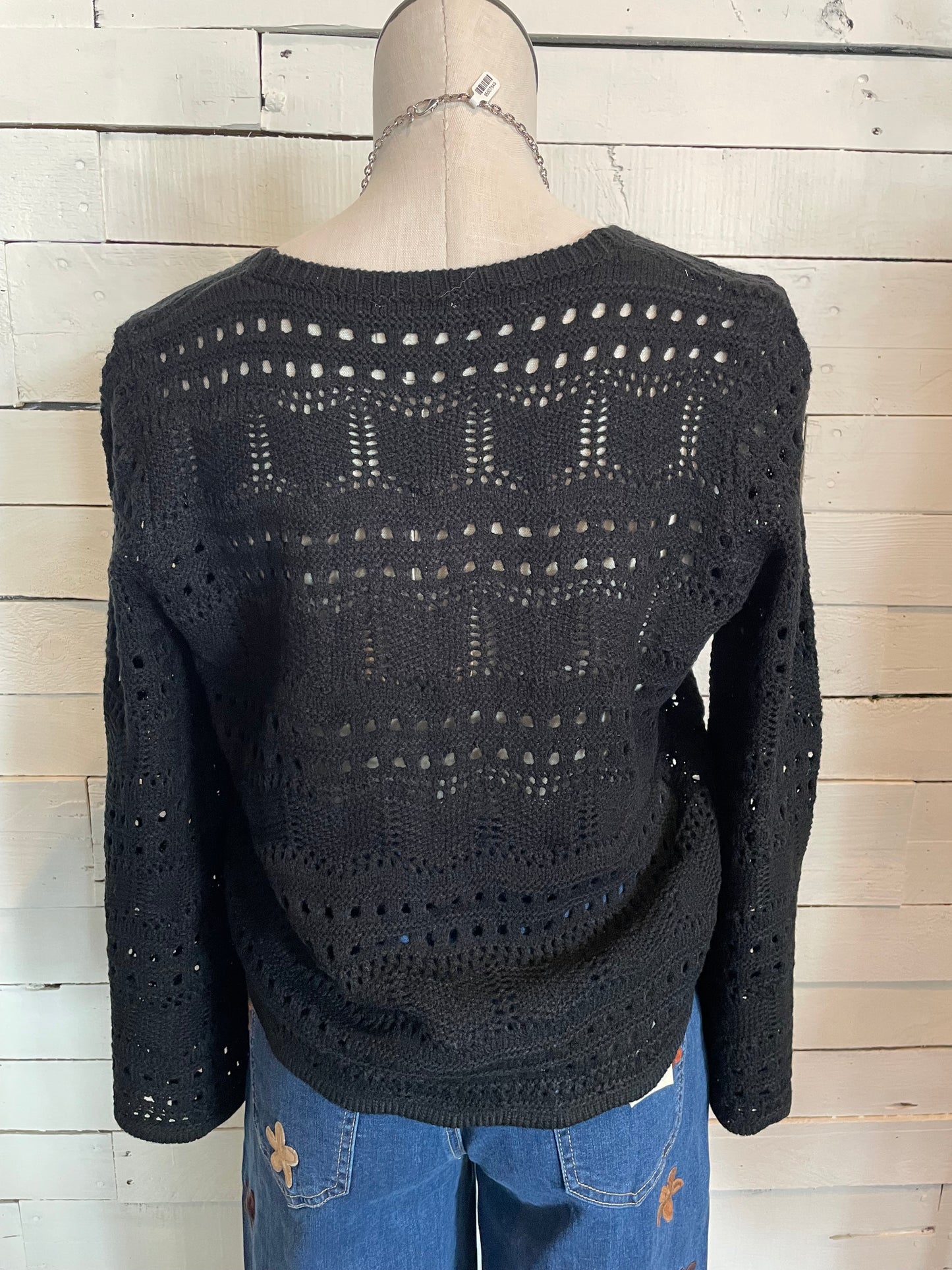 Black Crochet Sweater