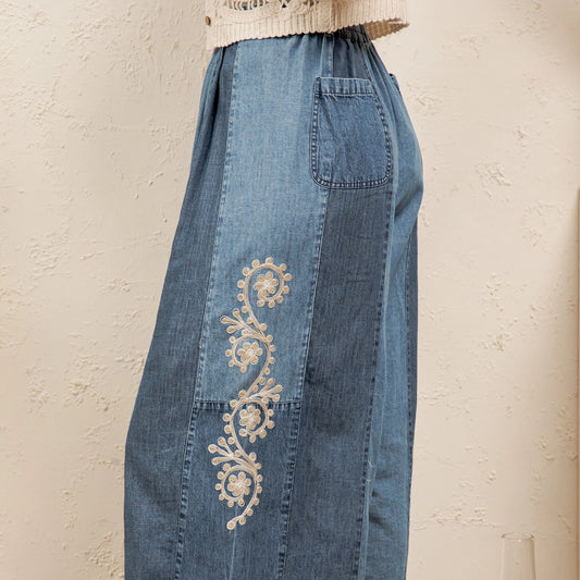 Mixed-Wash Wide Leg