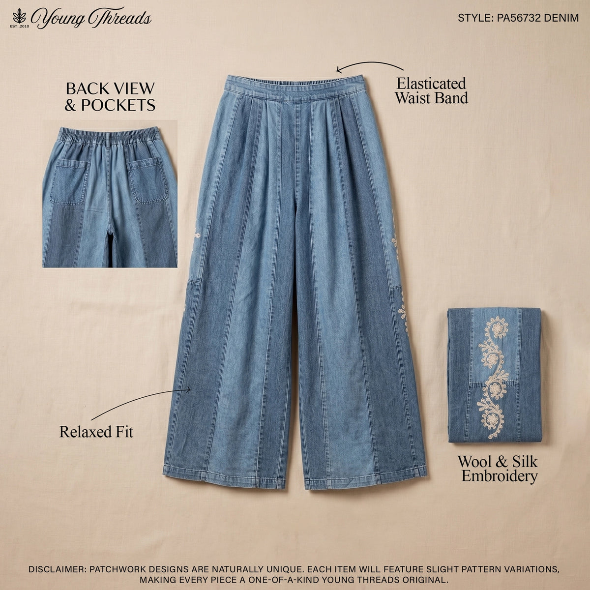Mixed-Wash Wide Leg