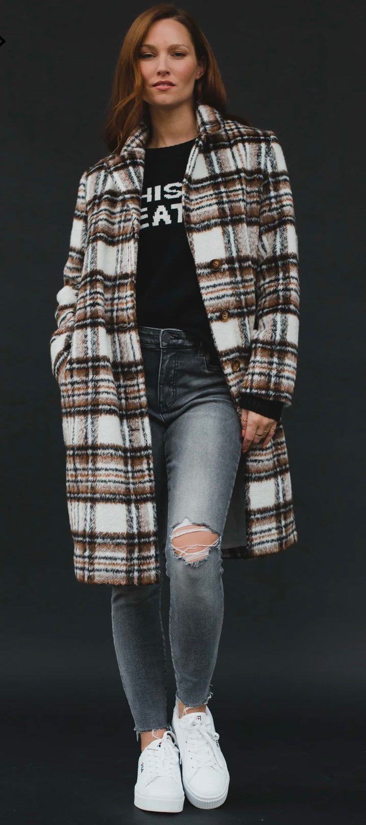 Black & Brown Plaid Coat