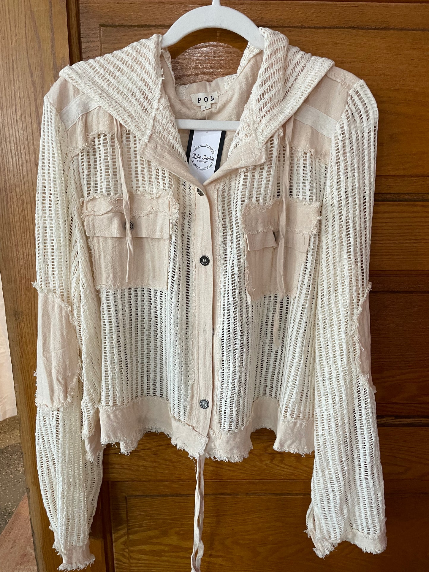 Cream Crochet Hoodie
