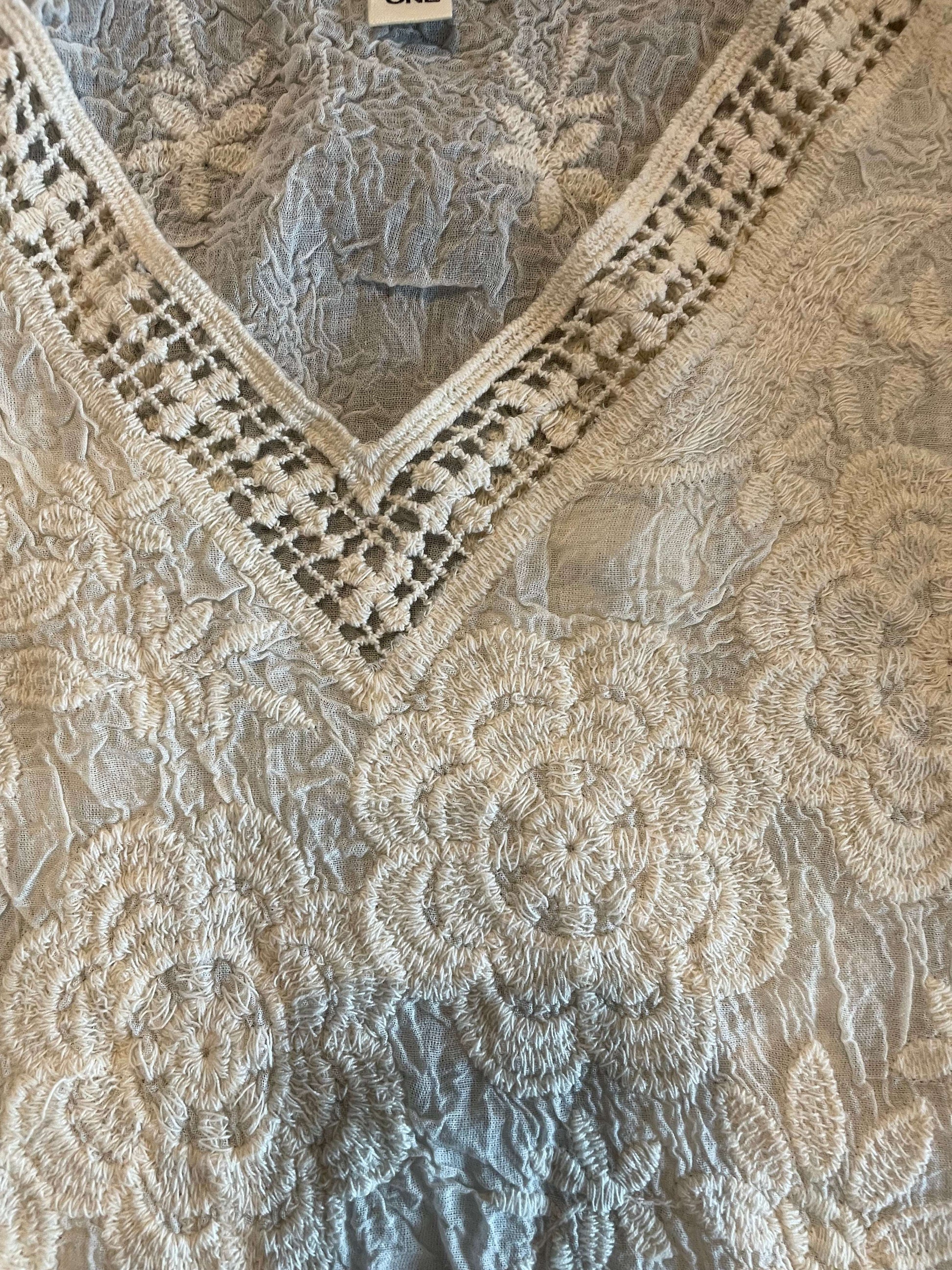 Natural Crochet Trim Top