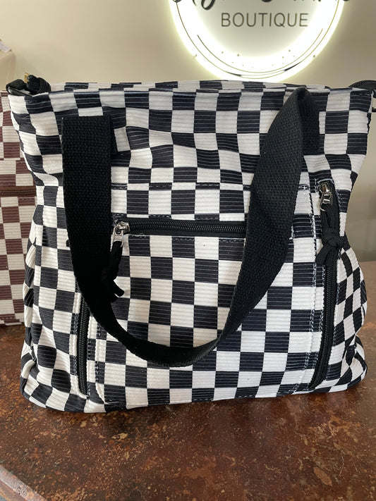 Black Checkered Tote Bag