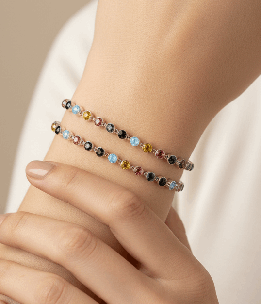 Multi Jewel Tone Crystal Link Bracelet - Style Junkie Boutique