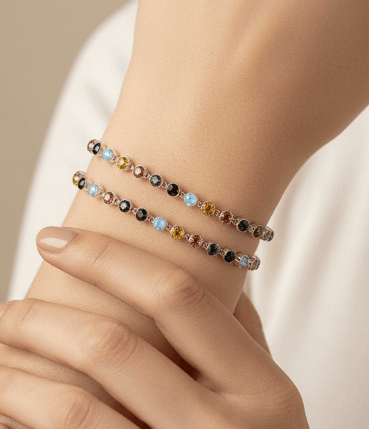 Multi Jewel Tone Crystal Link Bracelet - Style Junkie Boutique