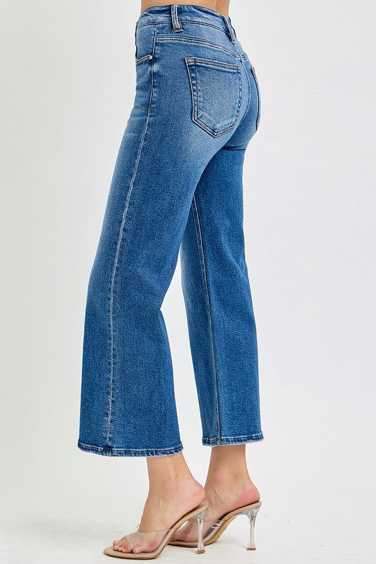Risen Mid Rise Crop Wide Jeans - Style Junkie Boutique