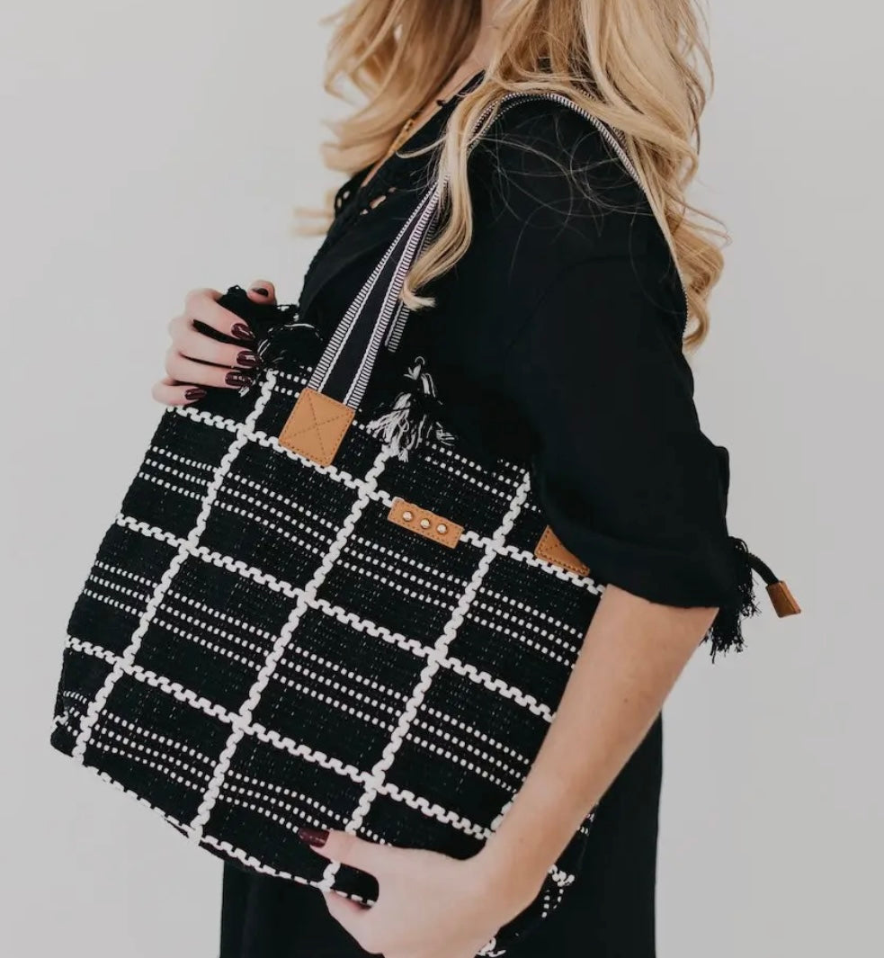Black Fringe Tote Bag