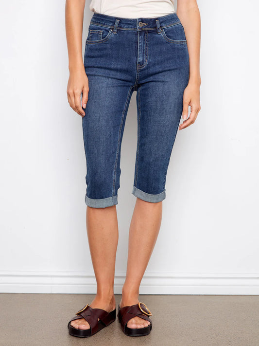 Stretch Denim Capri Jeans