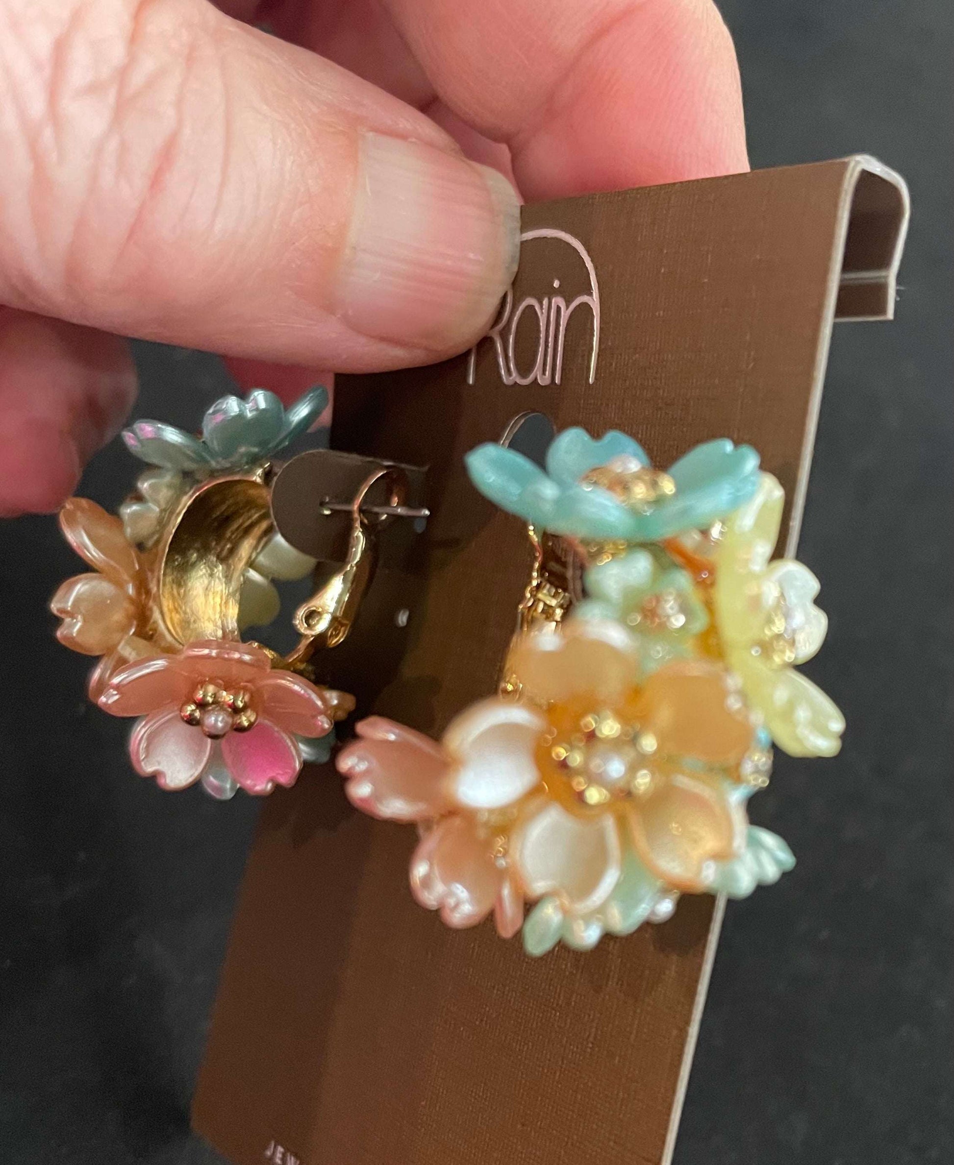 Multi Flower Bunch Hoop Earrings - Style Junkie Boutique