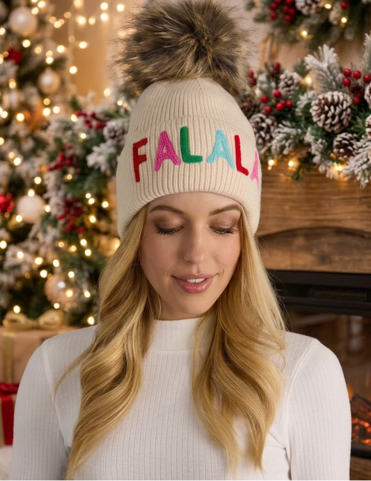 Ivory FA LA LA Knit Pom Hat