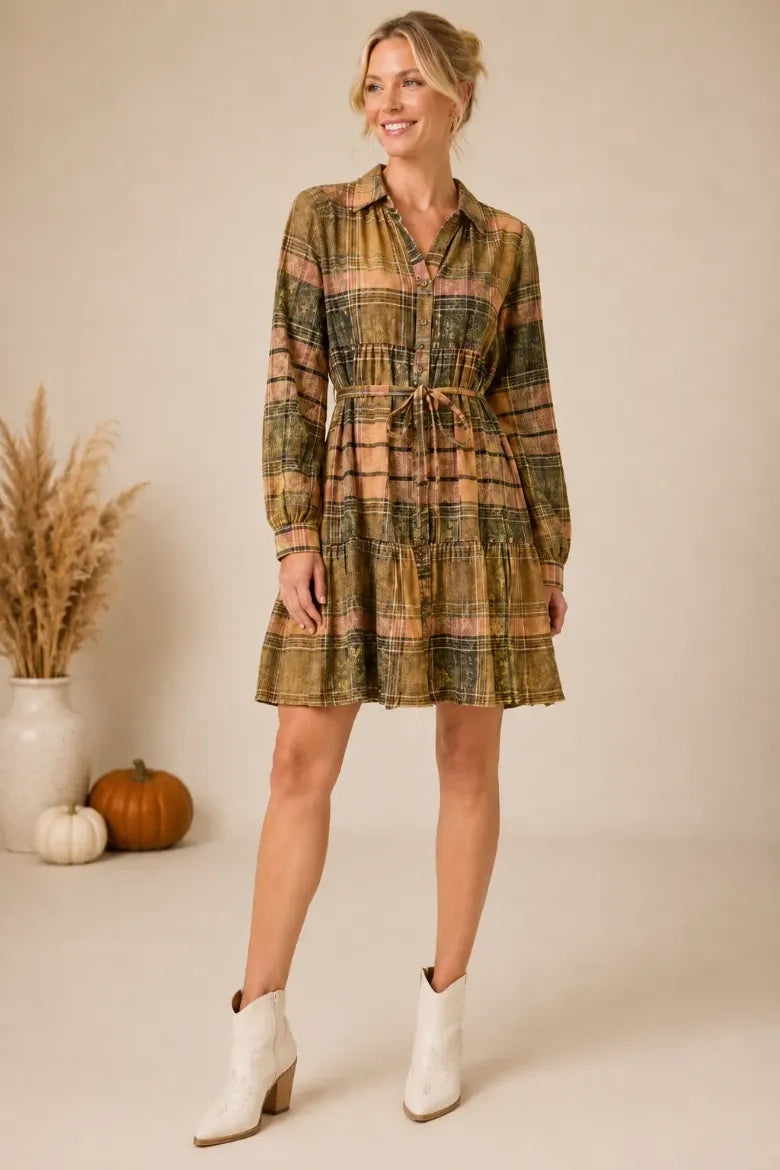 Flannel Tiered Dress