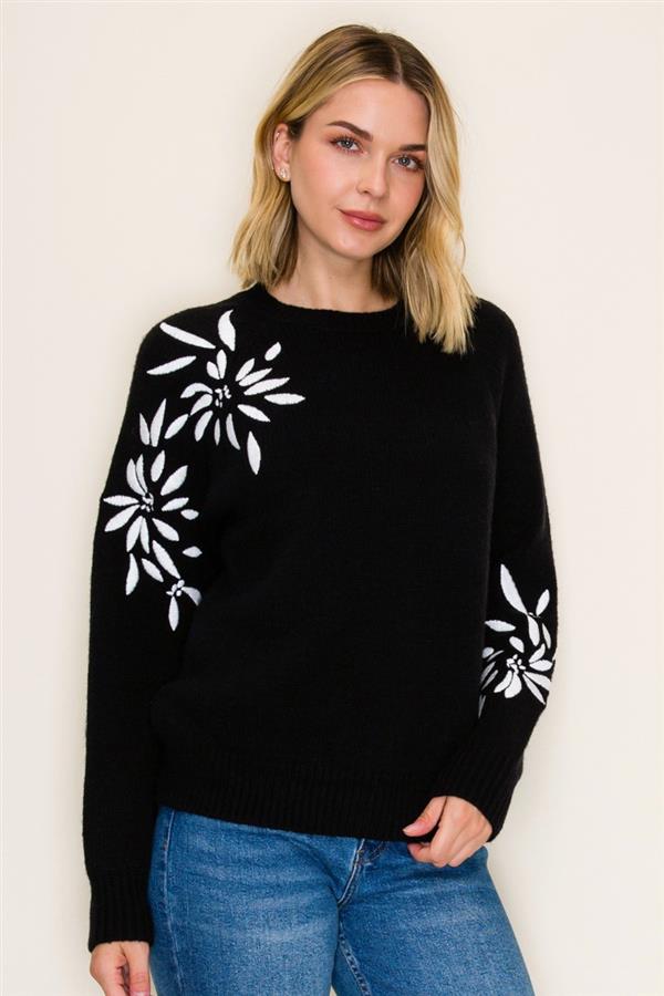 Black Floral Sweater
