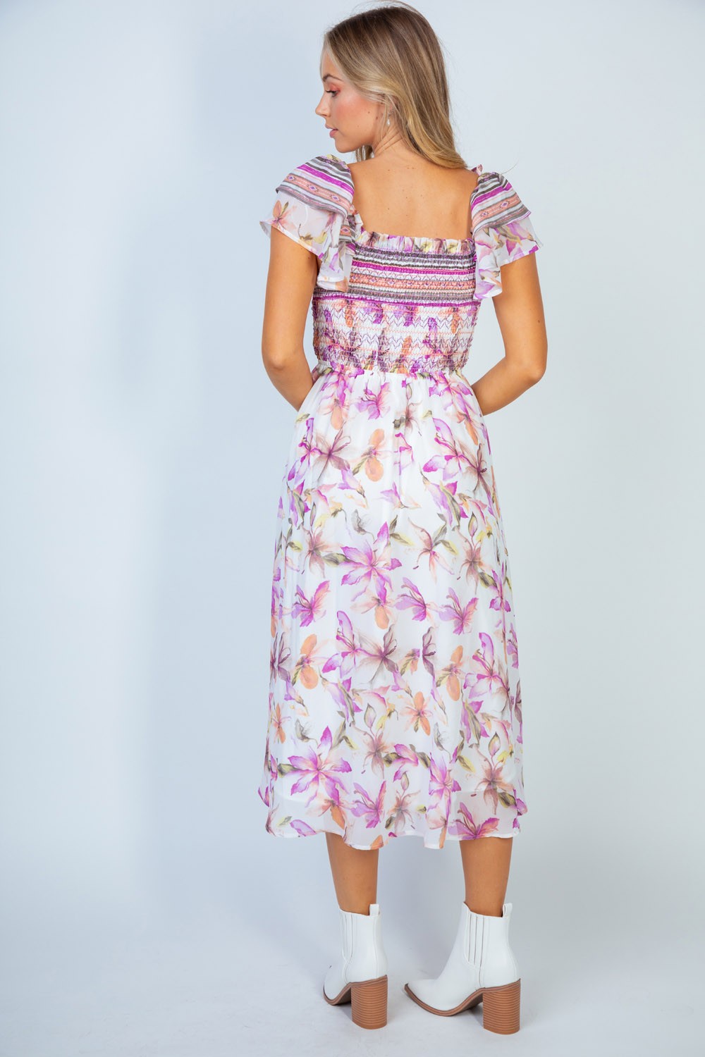 Floral Square Neck Dress