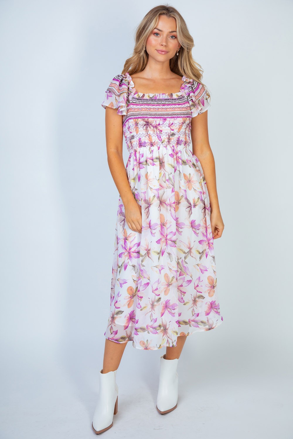 Floral Square Neck Dress