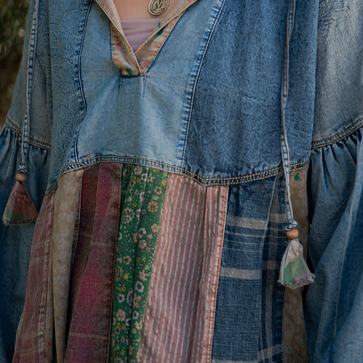 Vintage Denim Patch Hoodie