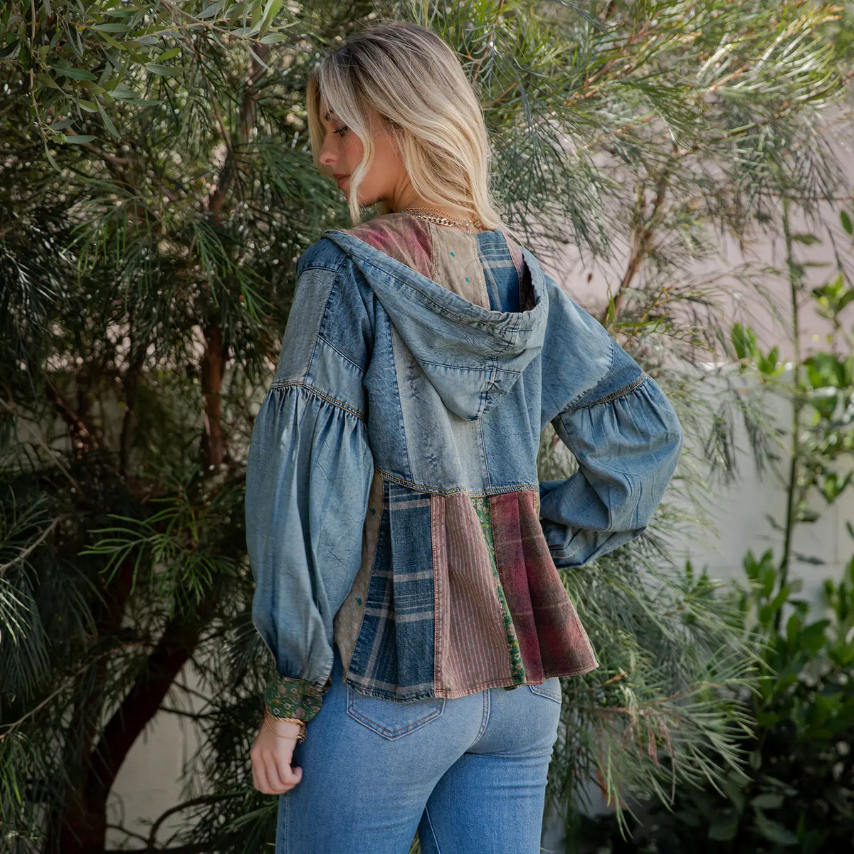 Vintage Denim Patch Hoodie