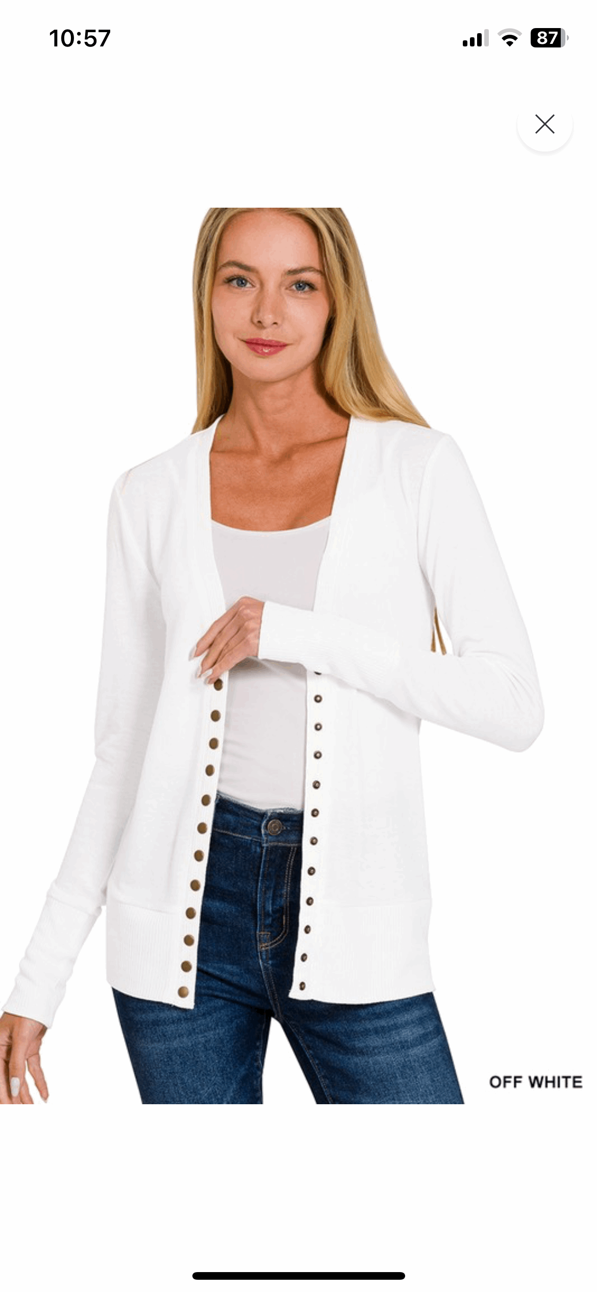 White Snap Button Sweater