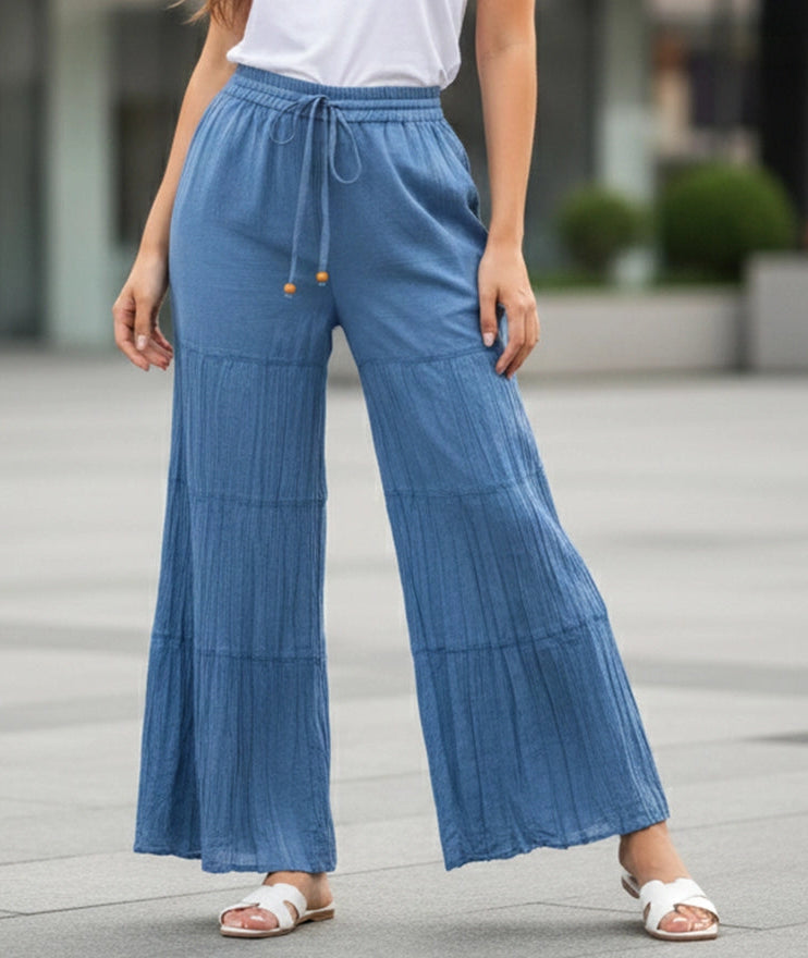 Boho Chic Blue Tiered Wide Leg