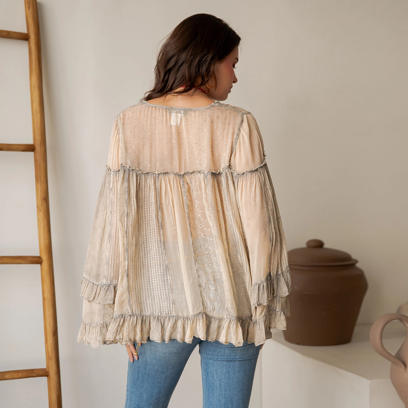 Sheer Ruffled Blouse