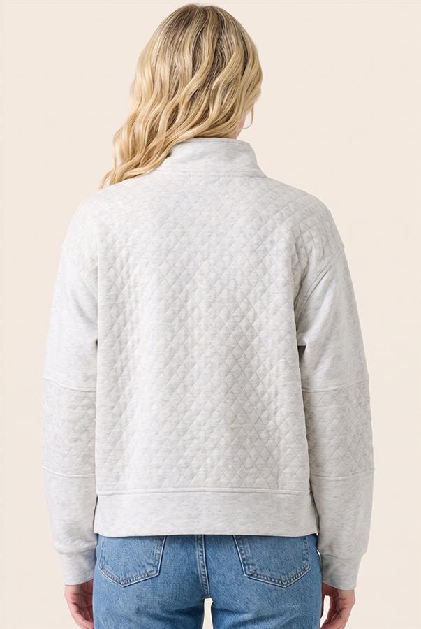 Light Grey Quilted  Half-Zip Sweatshirt