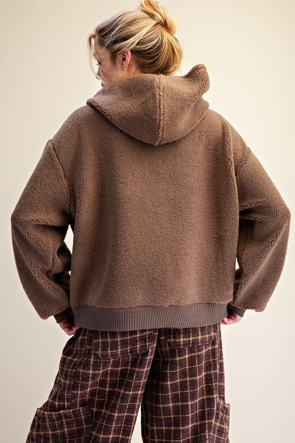 Mocha Sherpa Hooded Pullover