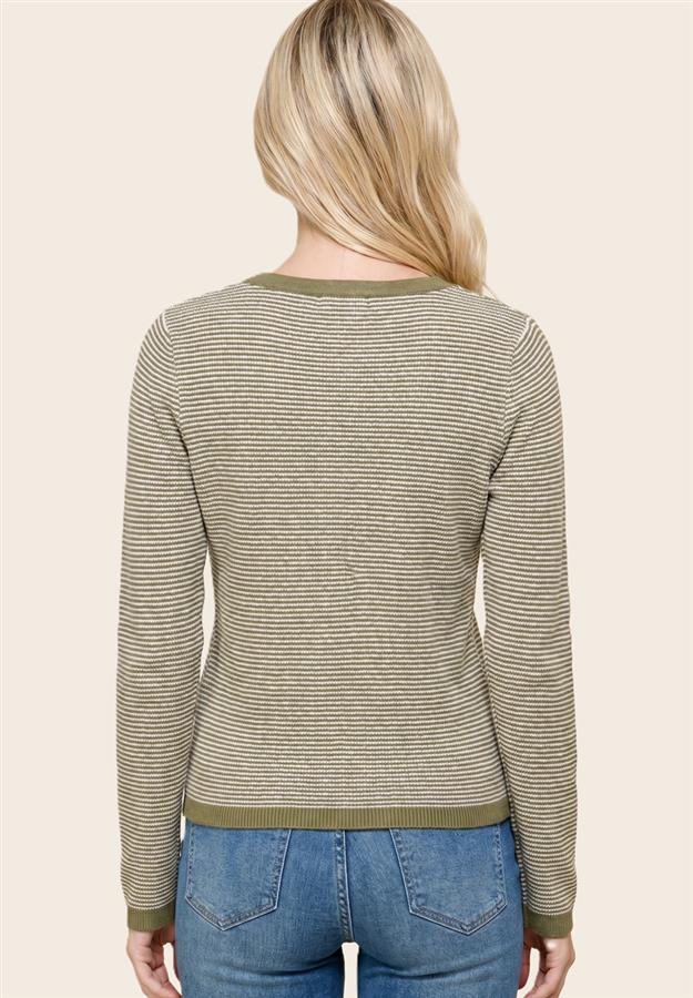 Olive Striped Henley