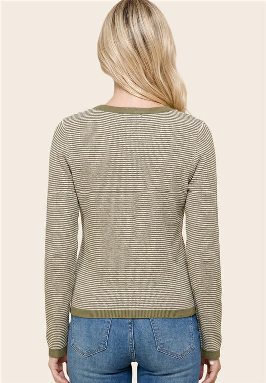 Olive Striped Henley