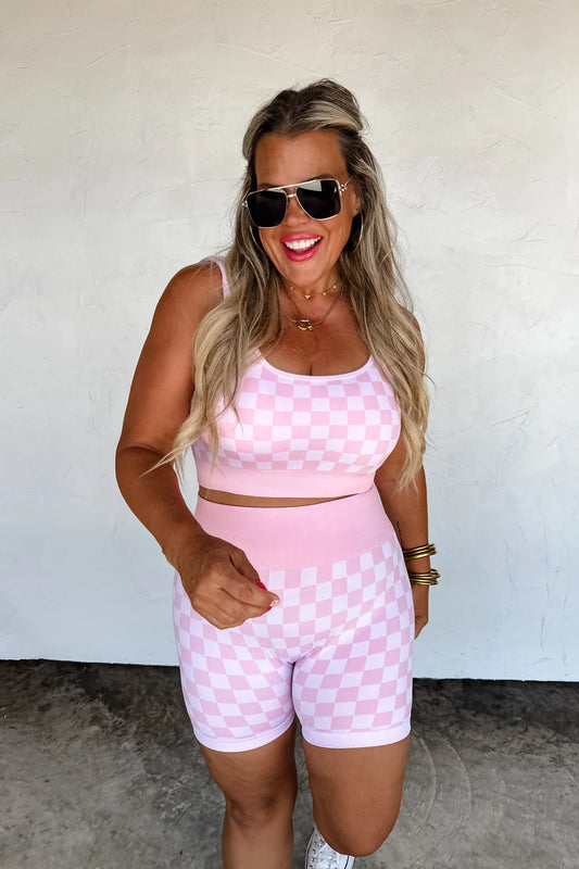 Checker Bra - Pink & White