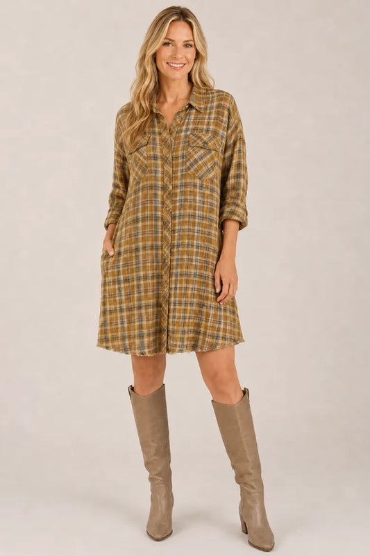 Plaid Flannel Shirt Dress