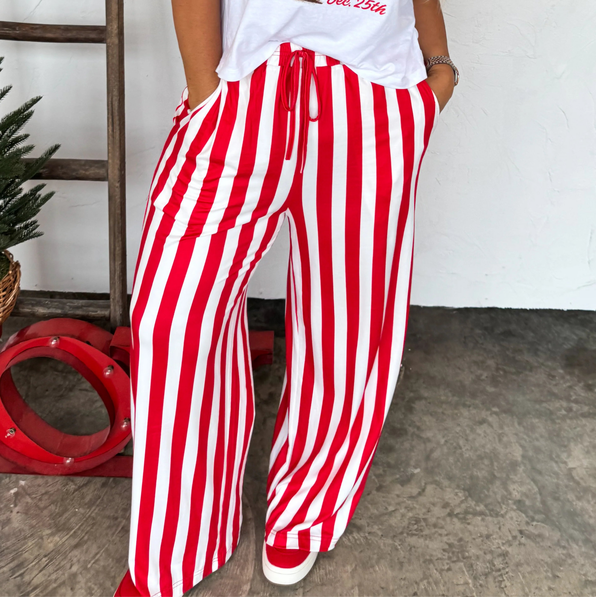 Red stripe pants