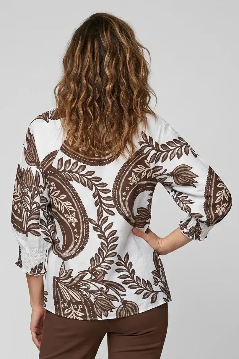 Brown Floral Blouse