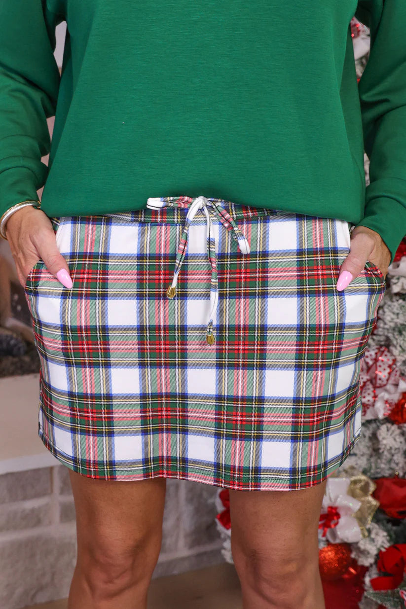 White Christmas Plaid Skort
