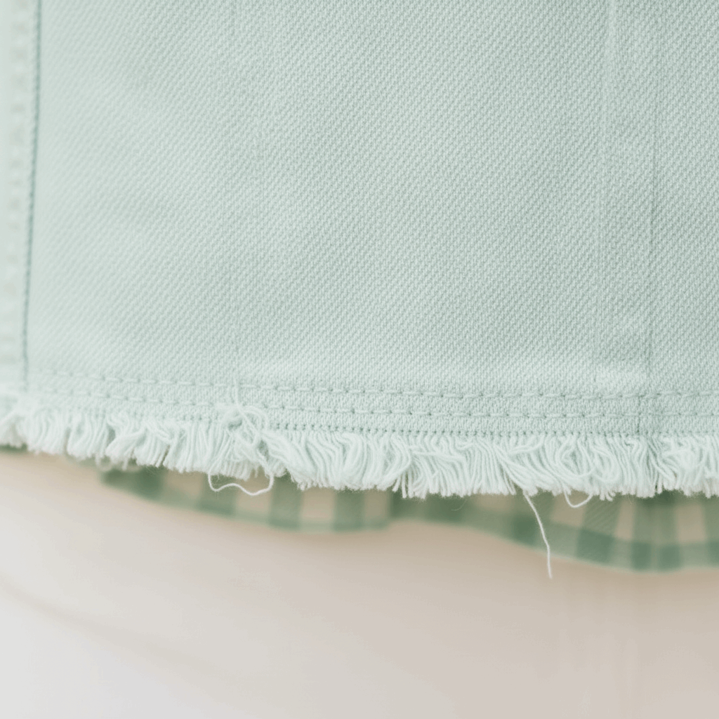 Mint Green Frayed Denim Jacket