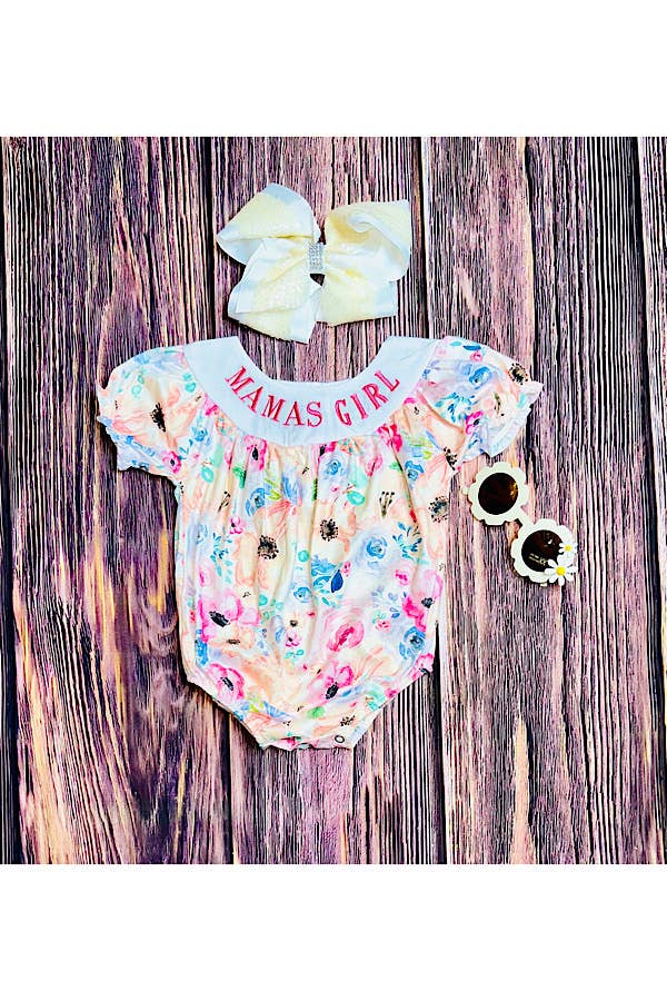 luluclothes - Embroidered "MAMA'S GIRL" multicolor baby romper DLH2418 - 3/6MONTHS