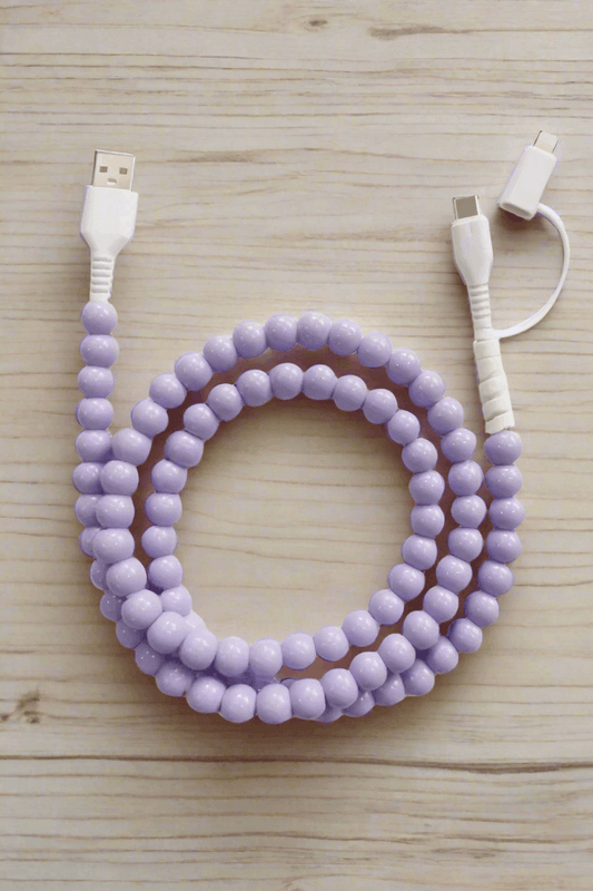 Purple Beaded Phone Charger