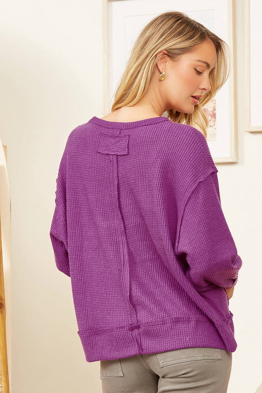 Magenta v neck sweater back
