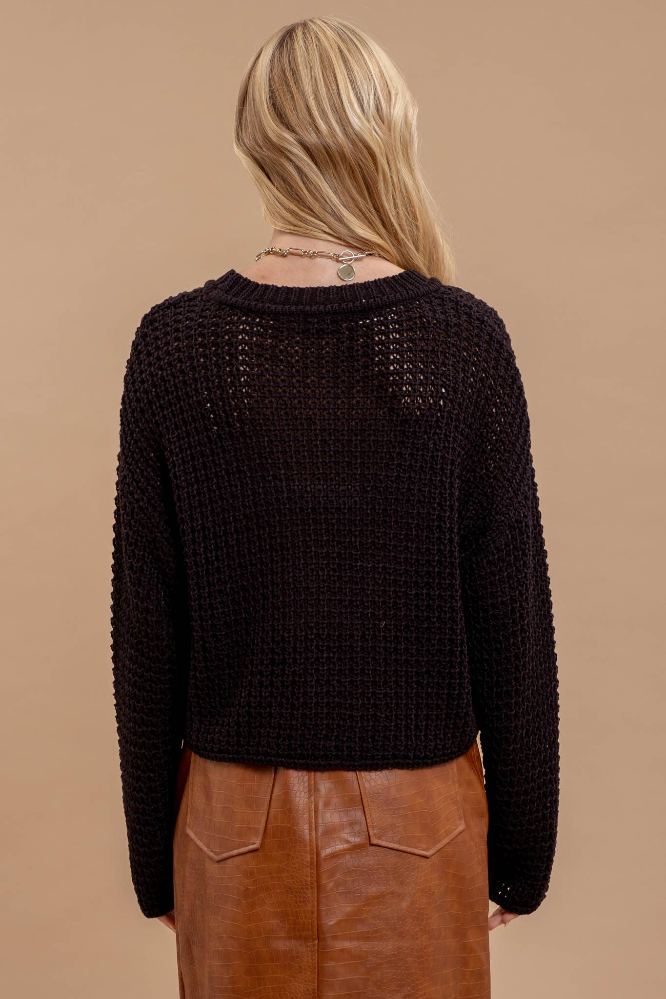 Black Crochet Sweater
