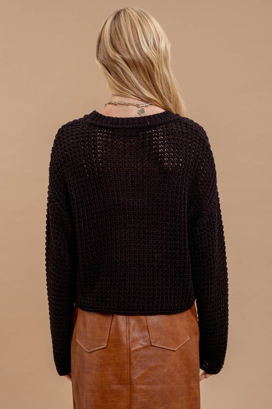 Black Crochet Sweater