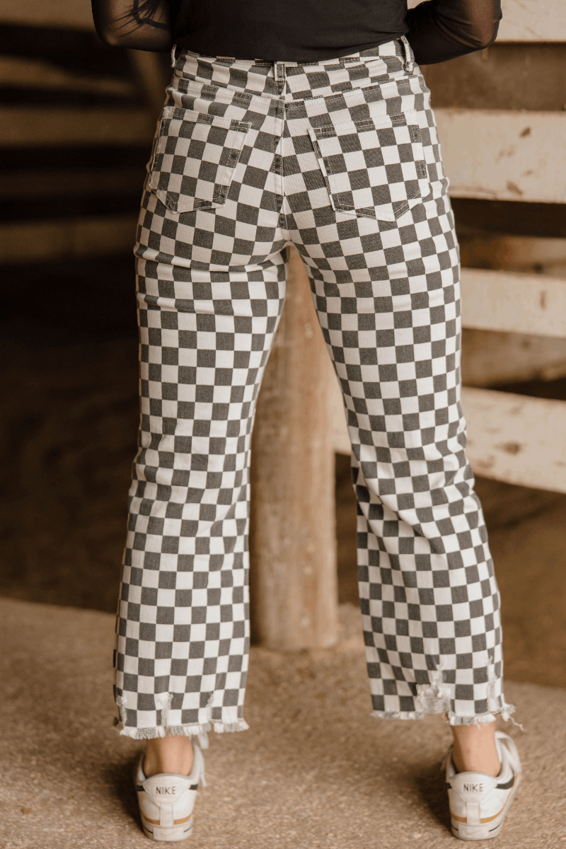 Fast Lane Checkered Jeans