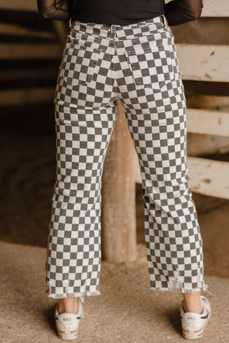 Fast Lane Checkered Jeans