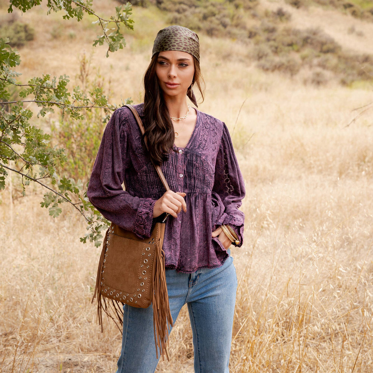 Young Threads - Vintage Boho Embroidered Lace V-Neck Peplum Top NEW - MULBERRY / REGULAR (S-M-L-XL 2-2-2-1)