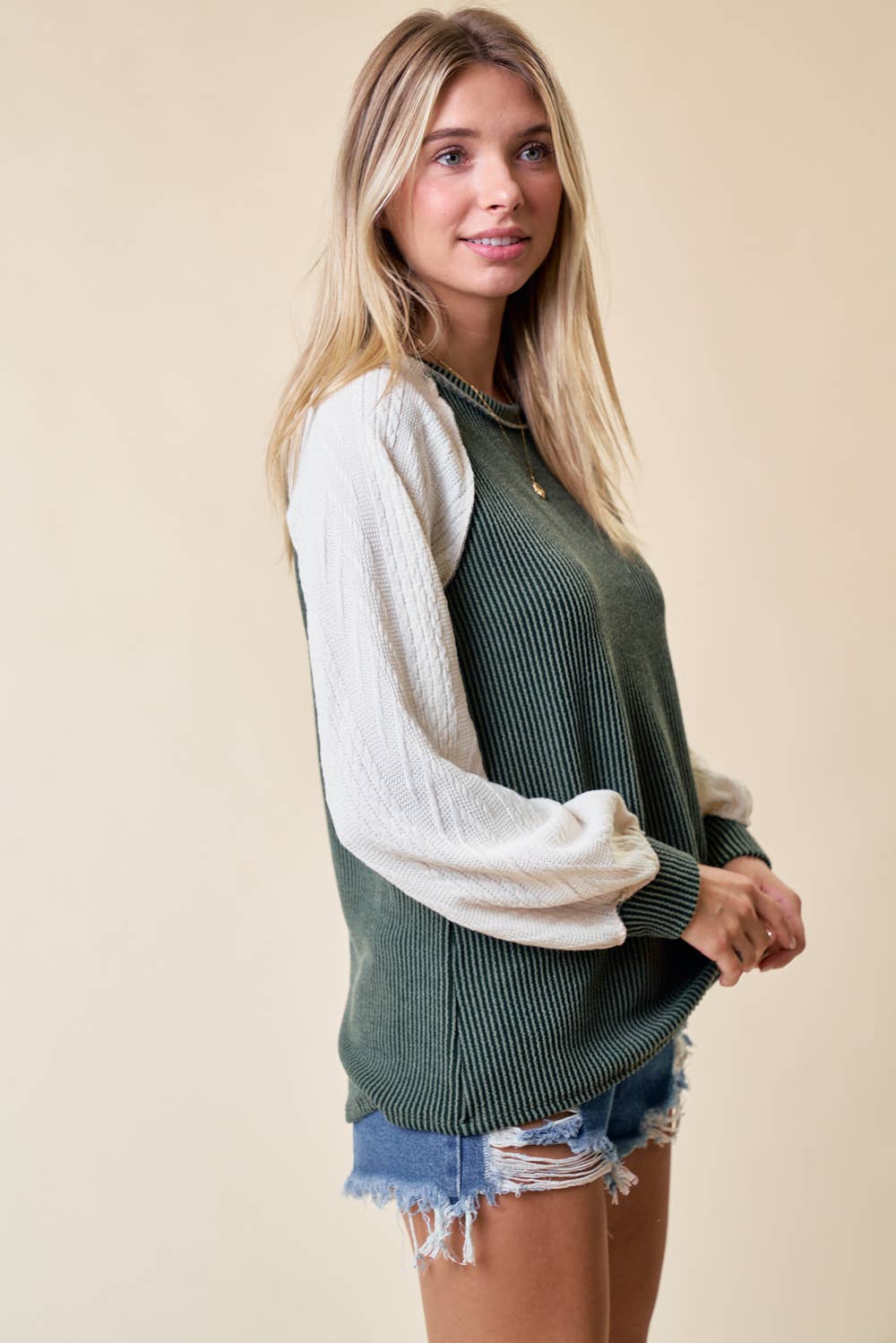 Olive Raglan Top