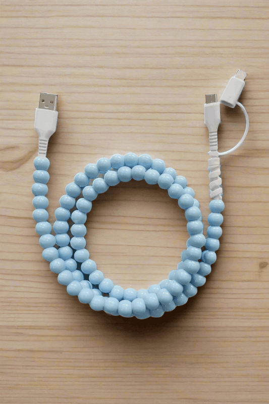 Blue Beaded Phone Charger