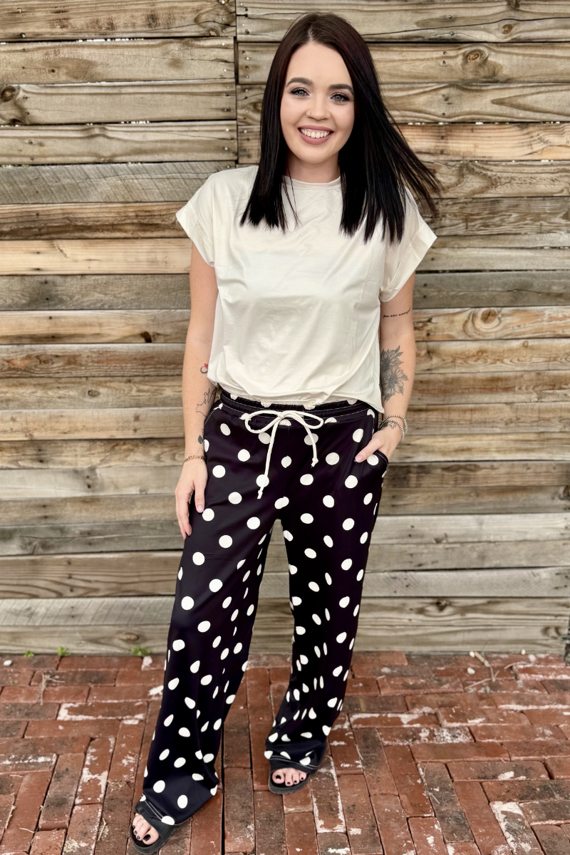 Polka Dot Posie Wide-Leg Comfy Pants