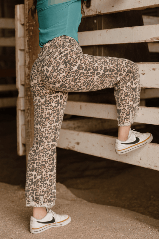 Leopard Distressed Jeans